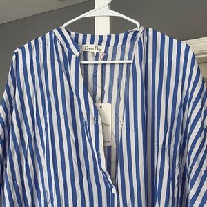 Blue and White Striped Dress